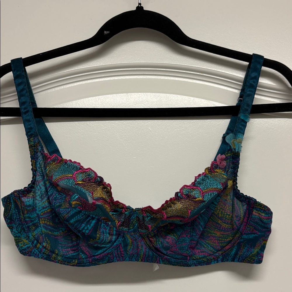 Aubade Evasion Tropicale Demi-cup Semi Sheer Underwire Bra Size 32 D